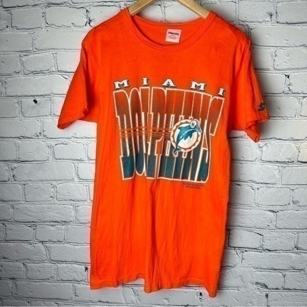 VTG 90s Starter Miami Dolphins T Shirt Mens Large Short Sleeve NFL